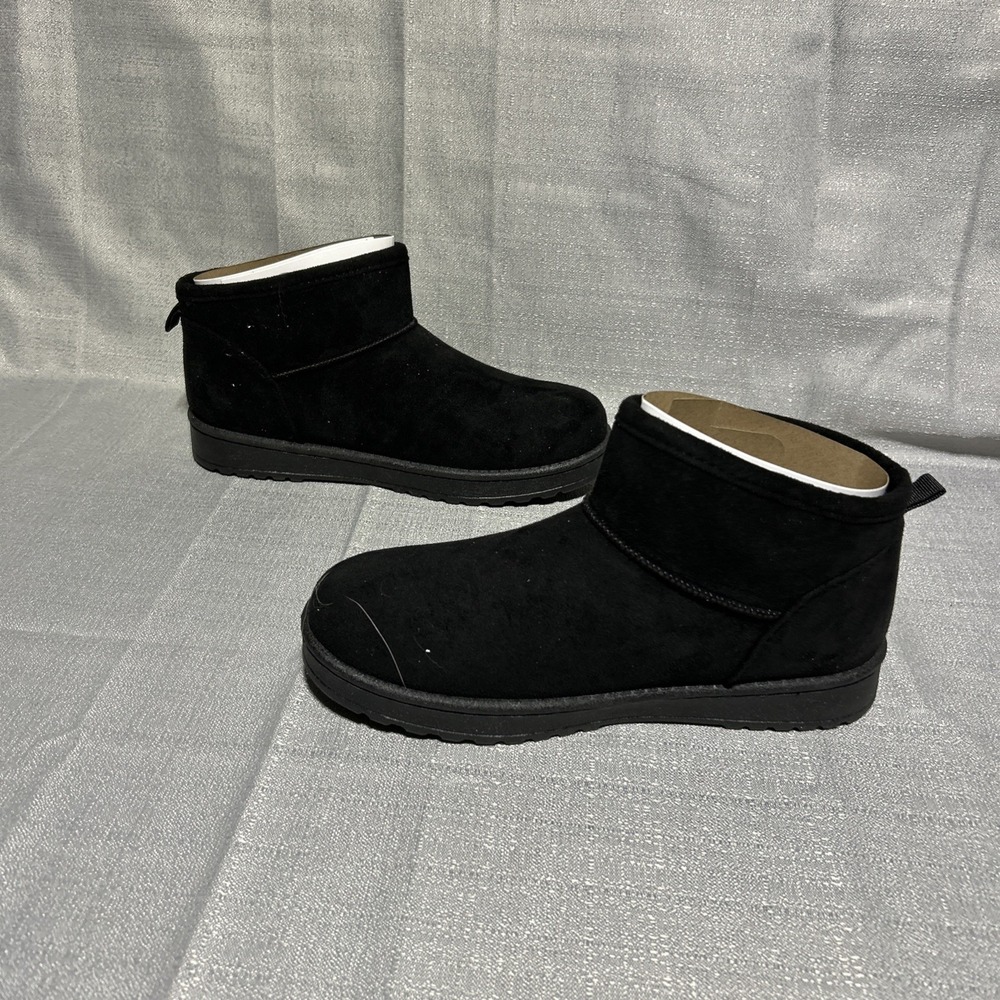 SO Women's Size 8 Lupita Comfort Slip‎ On Faux Suede Fuzzy Cozy Mini Boots NEW